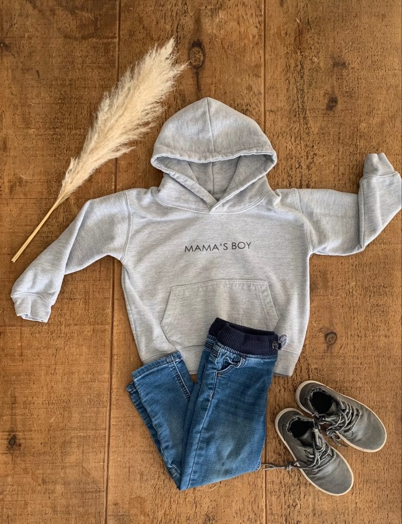 Kids MAMA'S BOY grey hoodie Archibald and Theodore